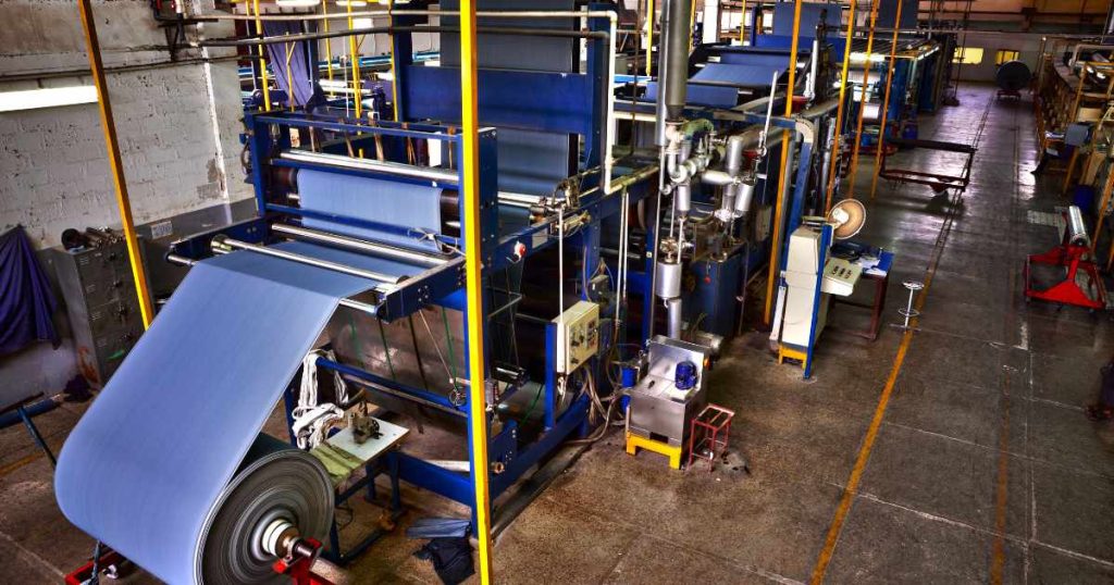 Fabric machine in textile factory