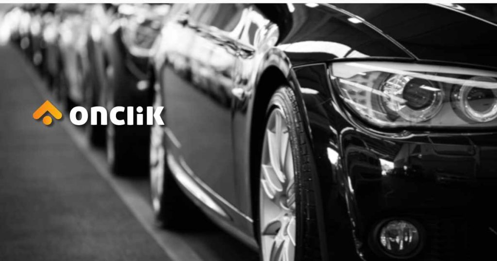 Black cars in the background OnClik logo with 
