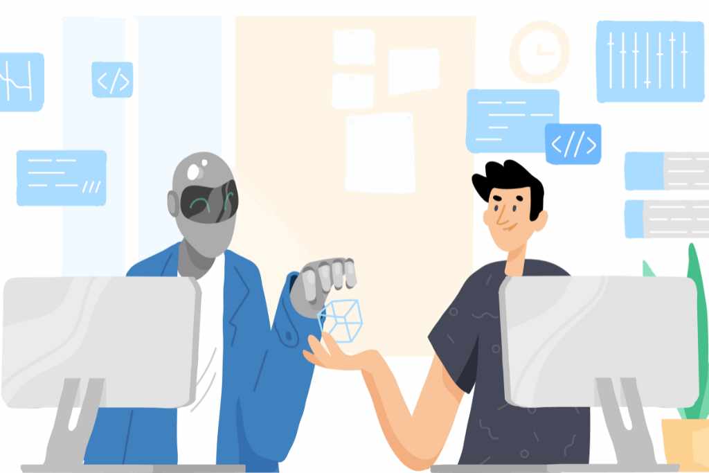 image of attended bot and human working together.